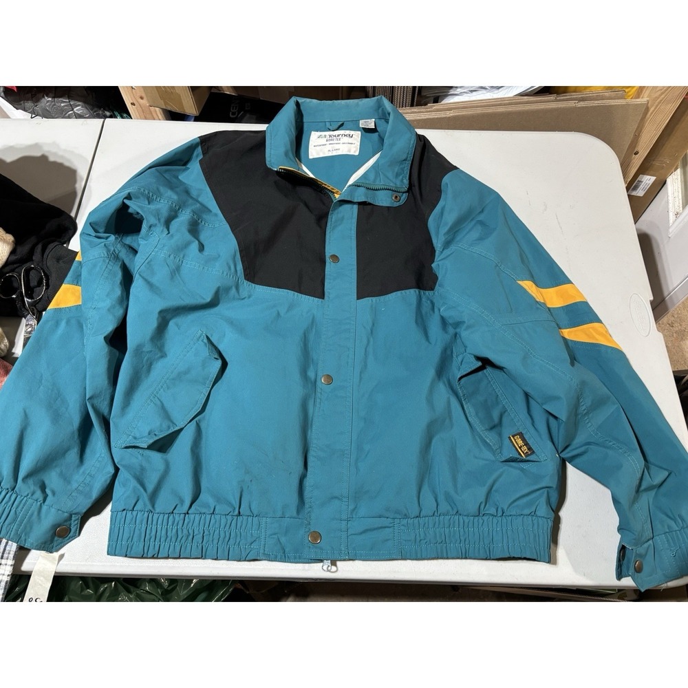Men's Size XLarge Tourney Gore Tex‎ Jacket Windbreaker Color Block Teal Black